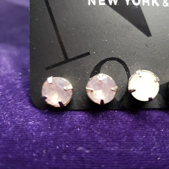 New York & Company Three Pairs of Opalescent Stud Earrings w/tags - Picture 3 of 8